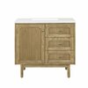 James Martin Vanities Laurent 36in Single Vanity, Light Natural Oak w/ 3 CM White Zeus Top 545-V36-LNO-3WZ